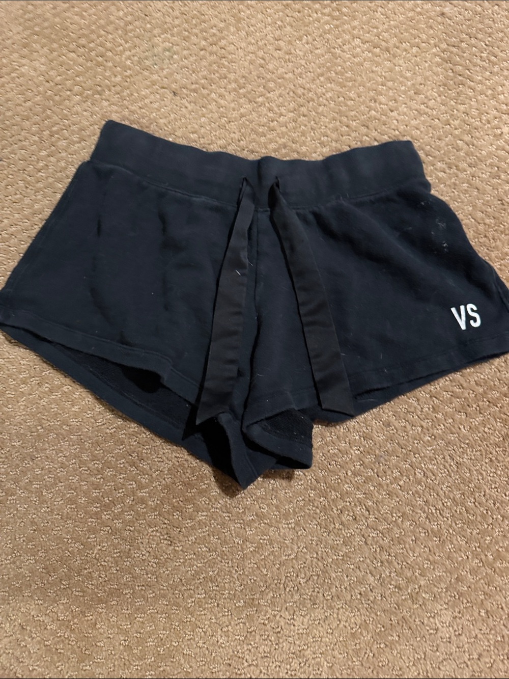 Victoria's Secret Black Drawstring Lounge Shorts with VS Logo